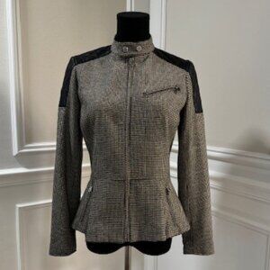 Ralph Lauren Houndstooth Peplum Wool Blend Jacket 2P EUC